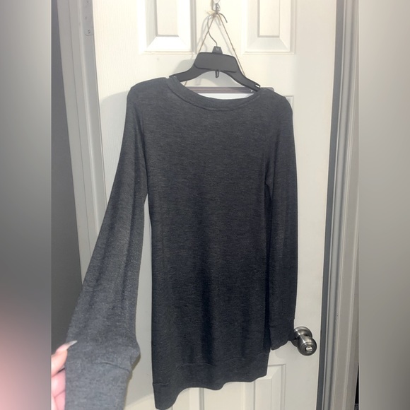 Large womens loose fit stone wash gray button-down cardigan - Picture 8 of 13